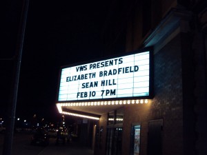 Elizabeth Bradfield and Sean Hill marquee